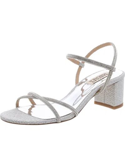 Badgley Mischka Womens Open Toe Block Heel Slingback Sandals In Silver