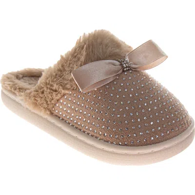 Badgley Mischka Womens Rhinestone Slippers In Brown