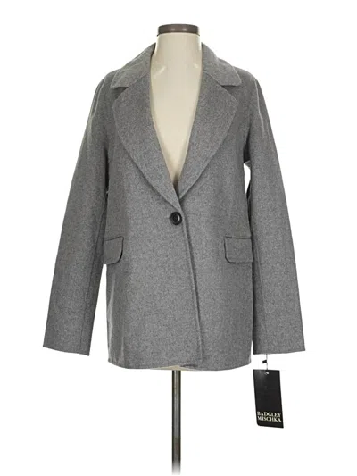 Badgley Mischka Wool Blazer Jacket In Gray