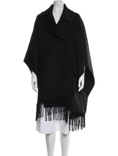 Pre-owned Badgley Mischka Wool Cape In Black