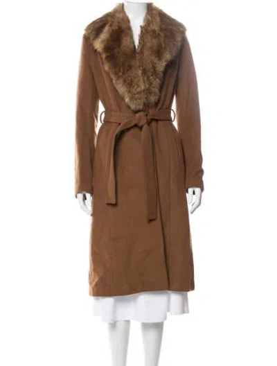 Pre-owned Badgley Mischka Wool Coat In Brown