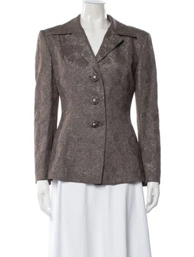 Pre-owned Badgley Mischka Wool Patterned Blazer In Brown