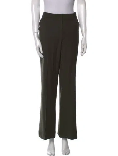 Pre-owned Badgley Mischka Wool Wide Leg Pants In Green