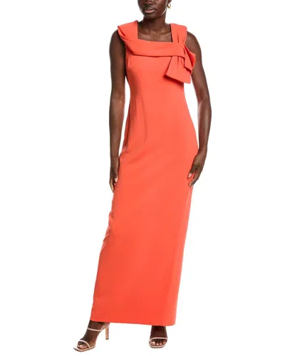 Badgley Mischka Wrap Collar Gown In Orange