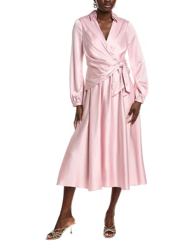 Badgley Mischka Bow-detailed Hammered-satin Midi Dress In Purple