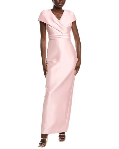 Badgley Mischka Wrap Shoulder Gown In Pink