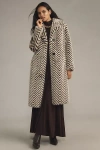 Badgley Mischka Yorn Chevron Luxe Faux-fur Coat Jacket In Beige