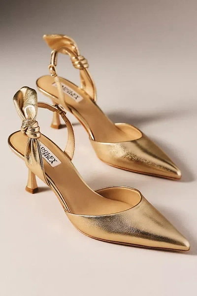 Badgley Mischka Yuan Bow Slingback Pumps In Gold