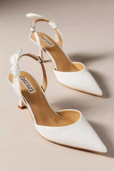 Badgley Mischka Yuan Bow Slingback Pumps In White