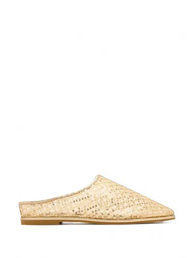 Badgley Mischka Yumi Sequin-embellished Mules In Gold