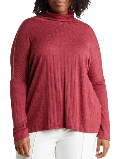 Baea Babies' Women's Plus Pointelle Turtleneck Sweater In Burgundy