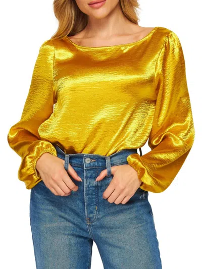 Baea Women's Sparkle & Shine Satin Lace Blouse In Mustard