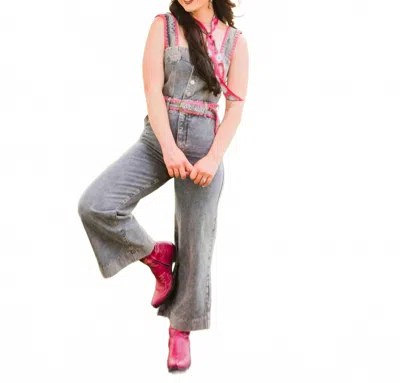 Baevely By Wellmade Anderson Demin Jumpsuit In Gray