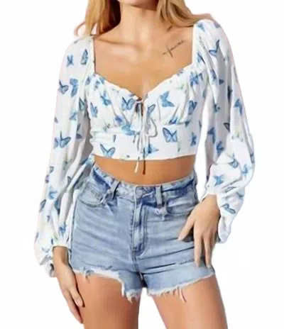 Baevely By Wellmade Butterfly Print Top In Multi In White
