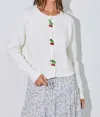 Baevely By Wellmade Cherry Beaded Cardigan In Ivory