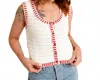 Baevely By Wellmade Cherry Knit Tank Top In White In Green