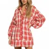 Baevely By Wellmade Country Cutie Plaid Dress In Red/white In Red