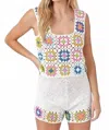 Baevely By Wellmade Crochet Patch Short Set In Cream In White