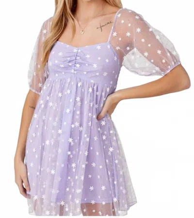 Baevely By Wellmade Enchanted Meadow Mini Dress In Lavender In Purple