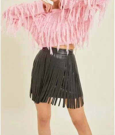 Baevely By Wellmade Fringe Cropped Sweater In Pink
