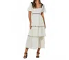 Baevely By Wellmade Kat Tiered Polkadot Midi Dress In Cream In Neutral