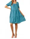 Baevely By Wellmade Keaton Floral Burnout Tiered Dress In Teal In Blue