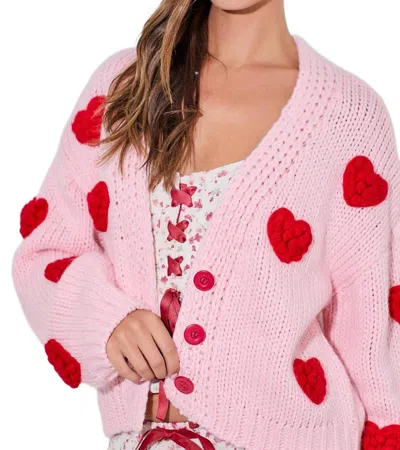 Baevely By Wellmade Lover Cropped Cardigan In Pink