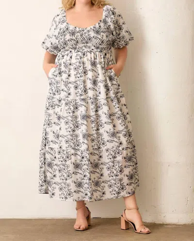 Baevely By Wellmade Make Your Move Puff Sleeve Maxi Dress In White/black