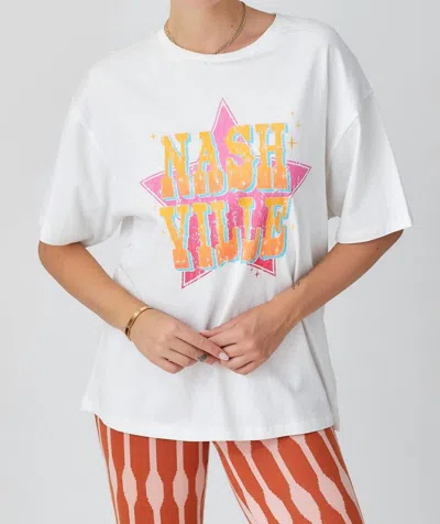 Baevely By Wellmade Nashville Graphic Short Sleeve Tee In White