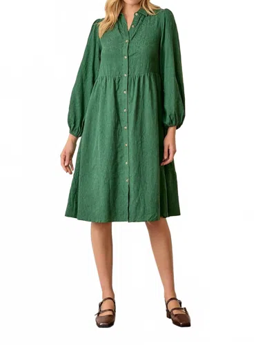 Baevely By Wellmade Phoebe Button Front Long Sleeve Midi Dress In Hunter Green