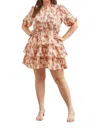 Baevely By Wellmade Plus Floral Mini Dress In Light Peach In Multi