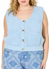Baevely By Wellmade Plus-size Powder Sky Knitted Vest In Baby Blue In Blue