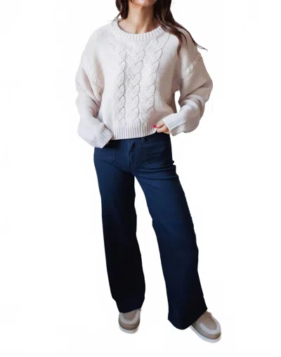 Baevely By Wellmade Reese Cable Knit Sweater In Off-white