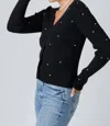 Baevely By Wellmade Rhinestone Detail Cardigan In Black