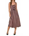 Baevely By Wellmade Ribbon Accent Tank Midi Dress In Burgundy Plaid In Multi