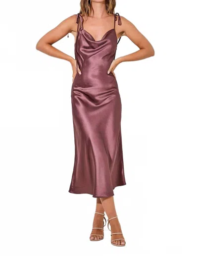 Baevely By Wellmade Satin Maxi Dress In Walnut In Purple