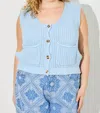 Baevely By Wellmade Plus-size Powder Sky Knitted Vest In Baby Blue