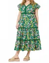 Baevely By Wellmade Seeing V-neck Maxi Dress In Green In Green