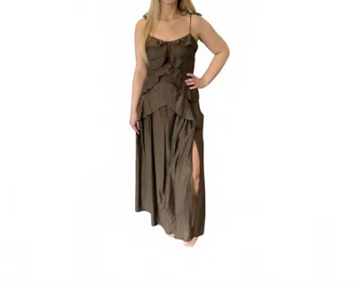 Baevely By Wellmade Sunset Ruffle Maxi Dress In Brown