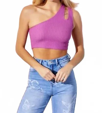 Baevely By Wellmade Textured Knit Top In Orchid In Purple