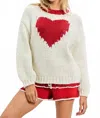 Baevely By Wellmade Valentine's Knit Pullover In Cream/red In Multi