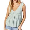 Baevely By Wellmade Whispering Muse Top In Sage In Multi