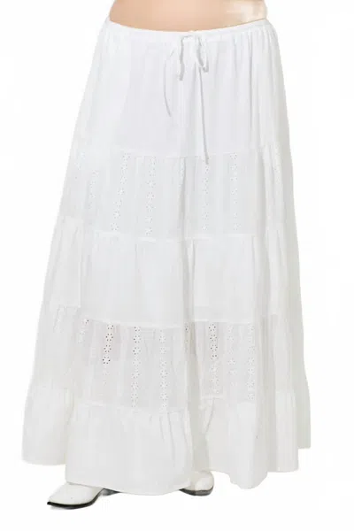 Baevely By Wellmade Women's Cotton Eyelet Maxi Skirt In Ivory In White