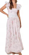 Baevely By Wellmade Florence Floral Scallop Lace Maxi Dress In Ivory In Pink