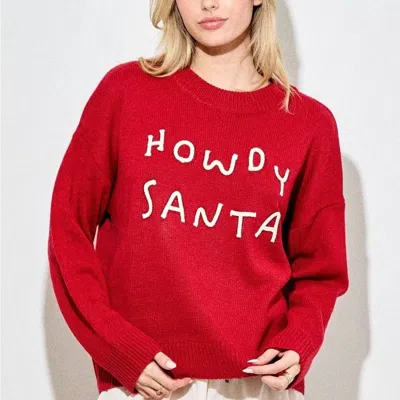 Baevely By Wellmade Women's Howdy Santa Sweater In Red