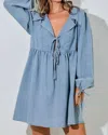 Baevely By Wellmade Xoxo Babydoll Dress In Chambray