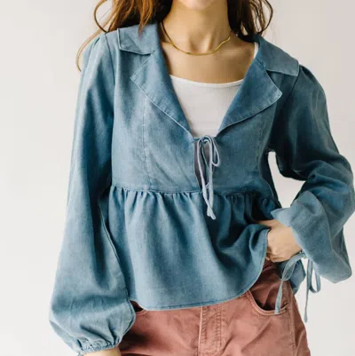 Baevely By Wellmade Xoxo Babydoll Top In Chambray