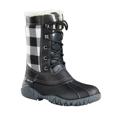 Baffin Jasper Women's Us 7 Black Leather Check Round Toe Winter Boots Zpo2465