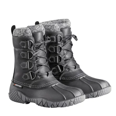 BAFFIN YELLOWKNIFE CUFF WOMEN'S BLACK LEATHER ROUND TOE SNOW BOOTS ZOGG505