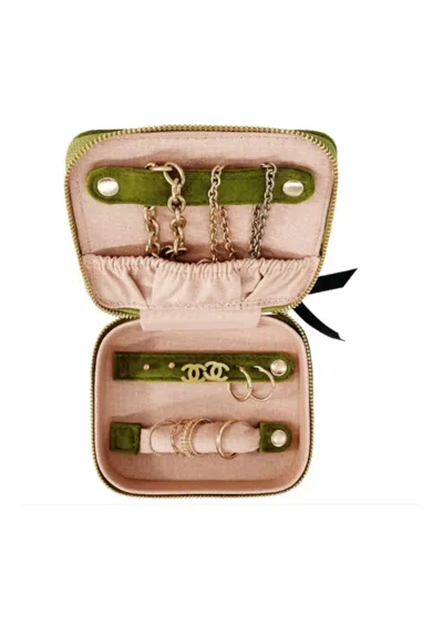 Bag-all Women's Small Beauty Jewelry Box In Green Velvet